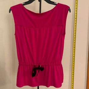 EXPRESS extra small pink sleeveless top with black ribbon cinch waist
